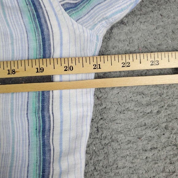 Tommy Bahama Shirt Mens Medium Blue Striped Linen Blend Button Up Long Sleeve - Picture 5 of 7